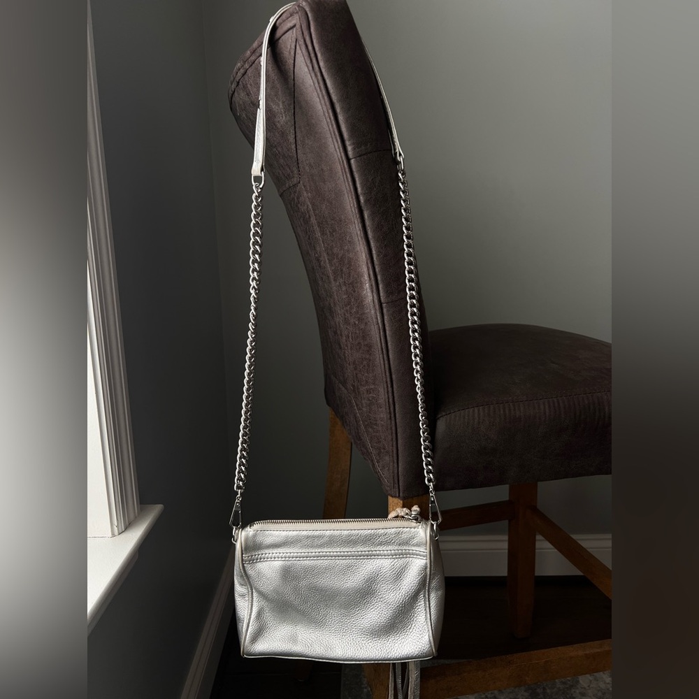 Rebecca Minkoff Mini MAC Metallic Silver Leather Crossbody Bag - Picture 4 of 9